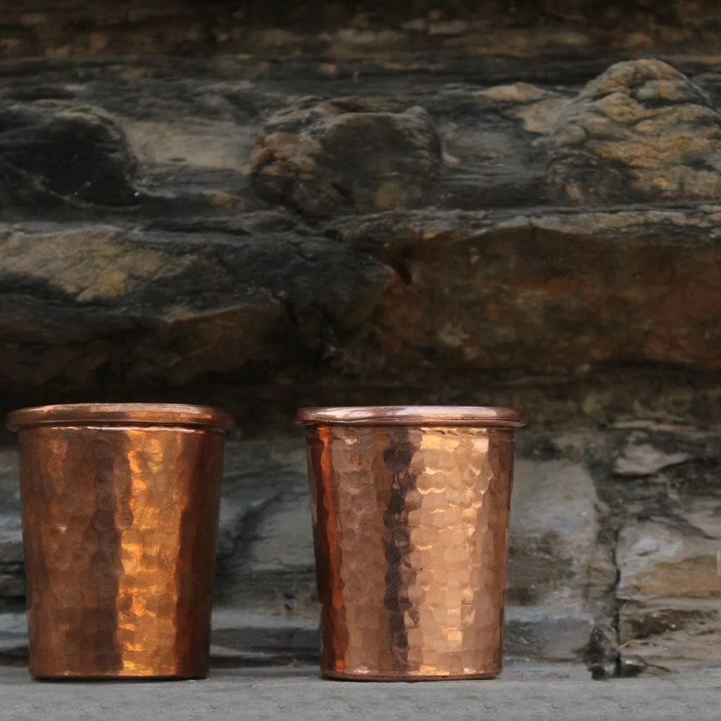 De Kulture  Handmade Pure Solid Copper Shot Glass Cup Tumbler Drinkware, 2.5x 3.0 (DH) Inches, Set of 2, 50 ml